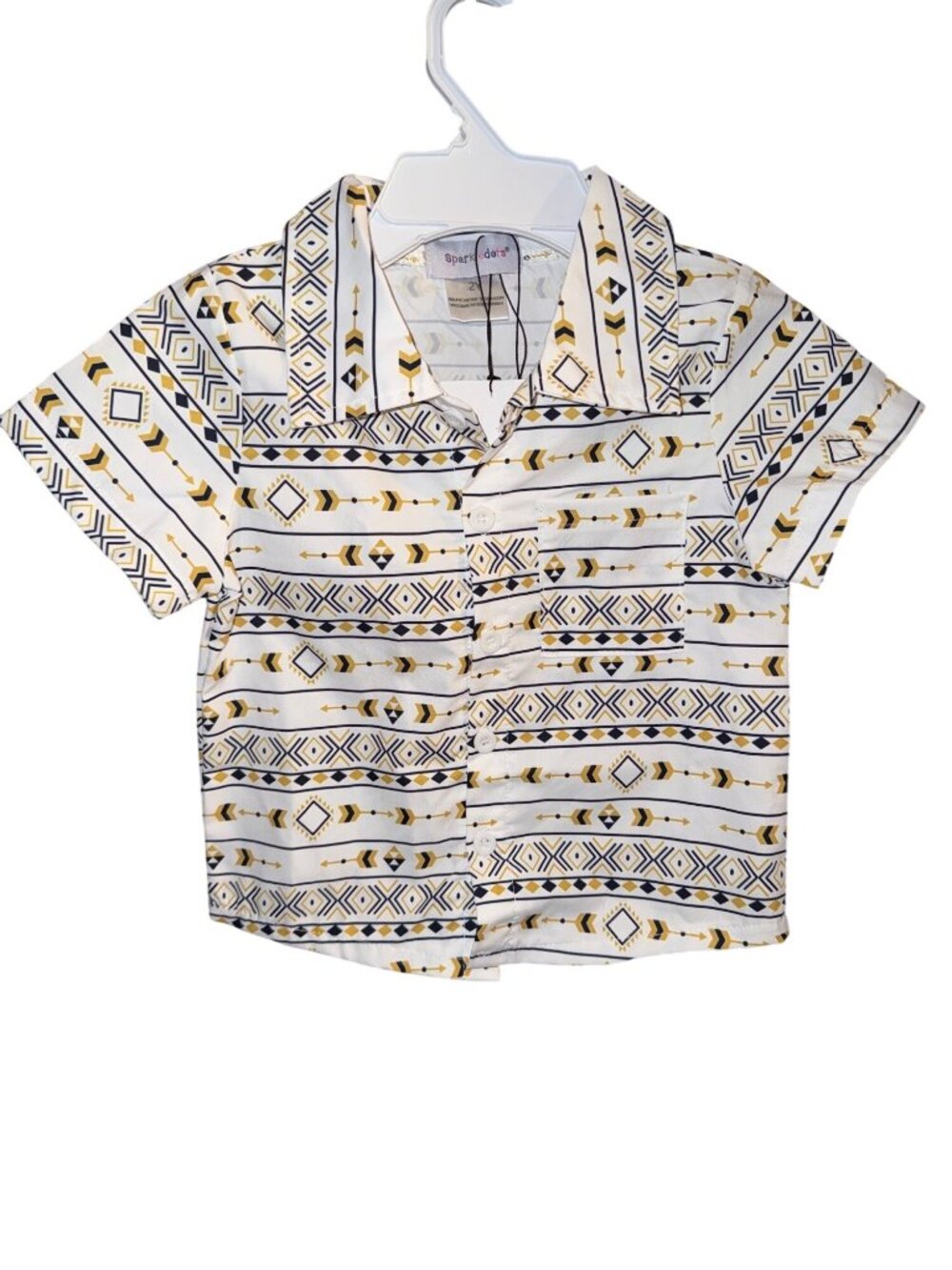 Boys Arrow Print Button-Up Shirt - Sparkledots 2T - Short Sleeve - Black/White/G